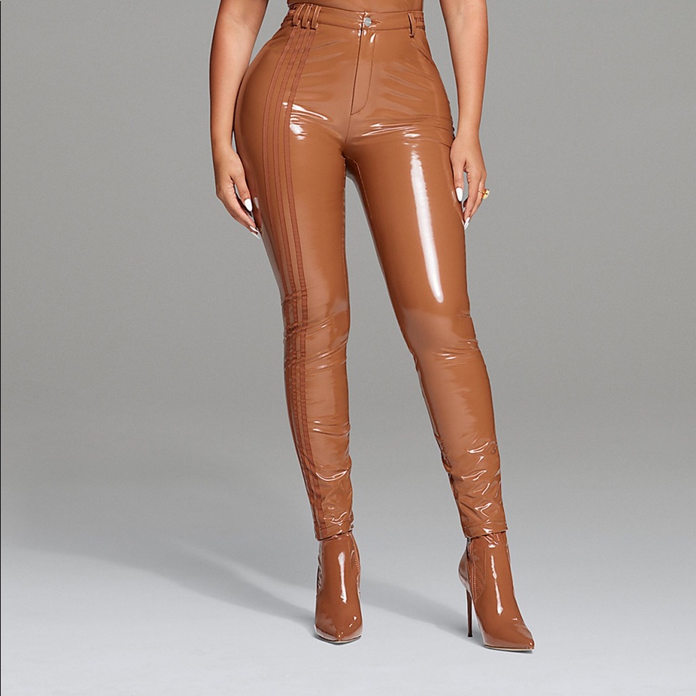 Adidas x Ivy Park latex pants in brown